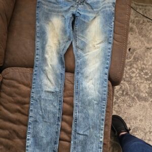 RUDE Blue Skinny Jeans with Distressed Details
